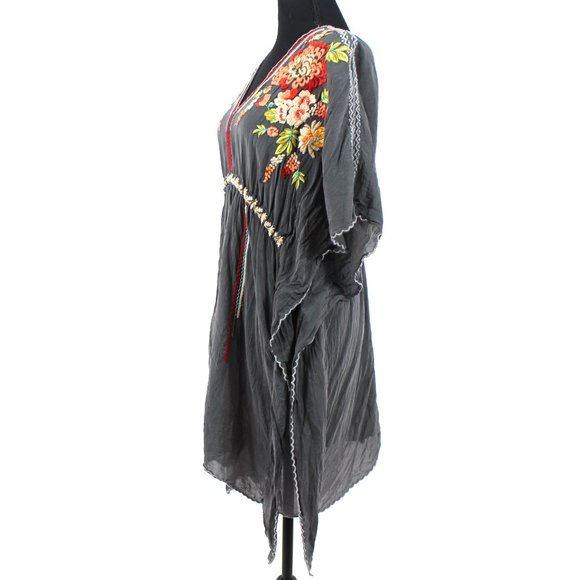 Johnny Was Cherise V-Neck Embroidered Poncho Tunic Multicolor Floral Rayon S - Picture 5 of 9